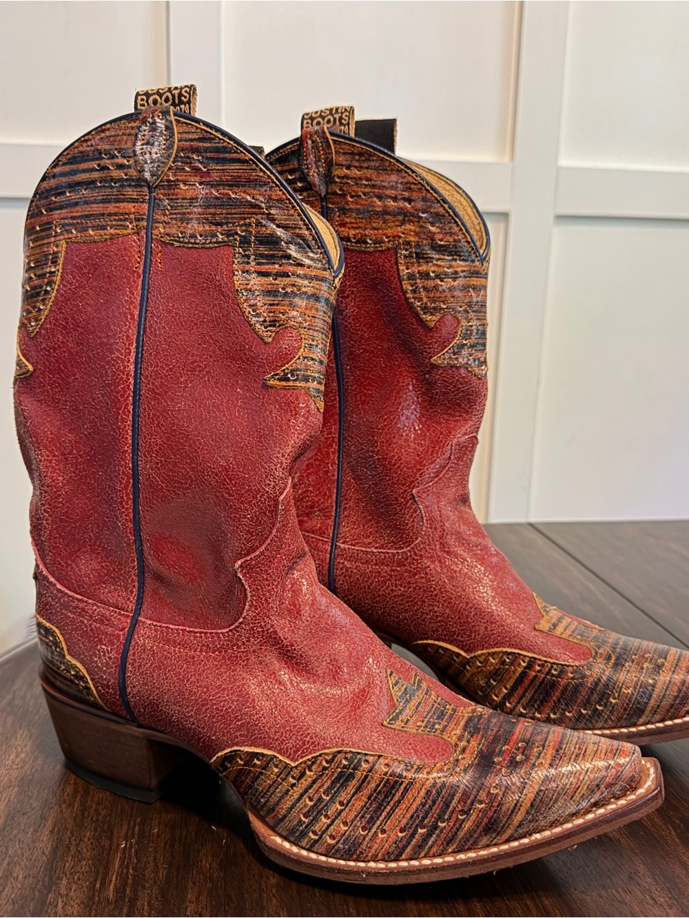 Justin red snip toe crackle women’s size 10 western country cowboy cowgirl